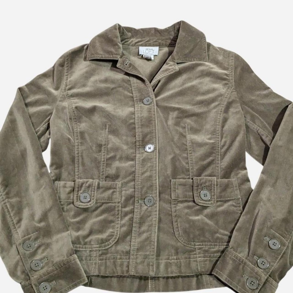 Ann Taylor LOFT Petites Olive Velvet Jacket - Size 2P
